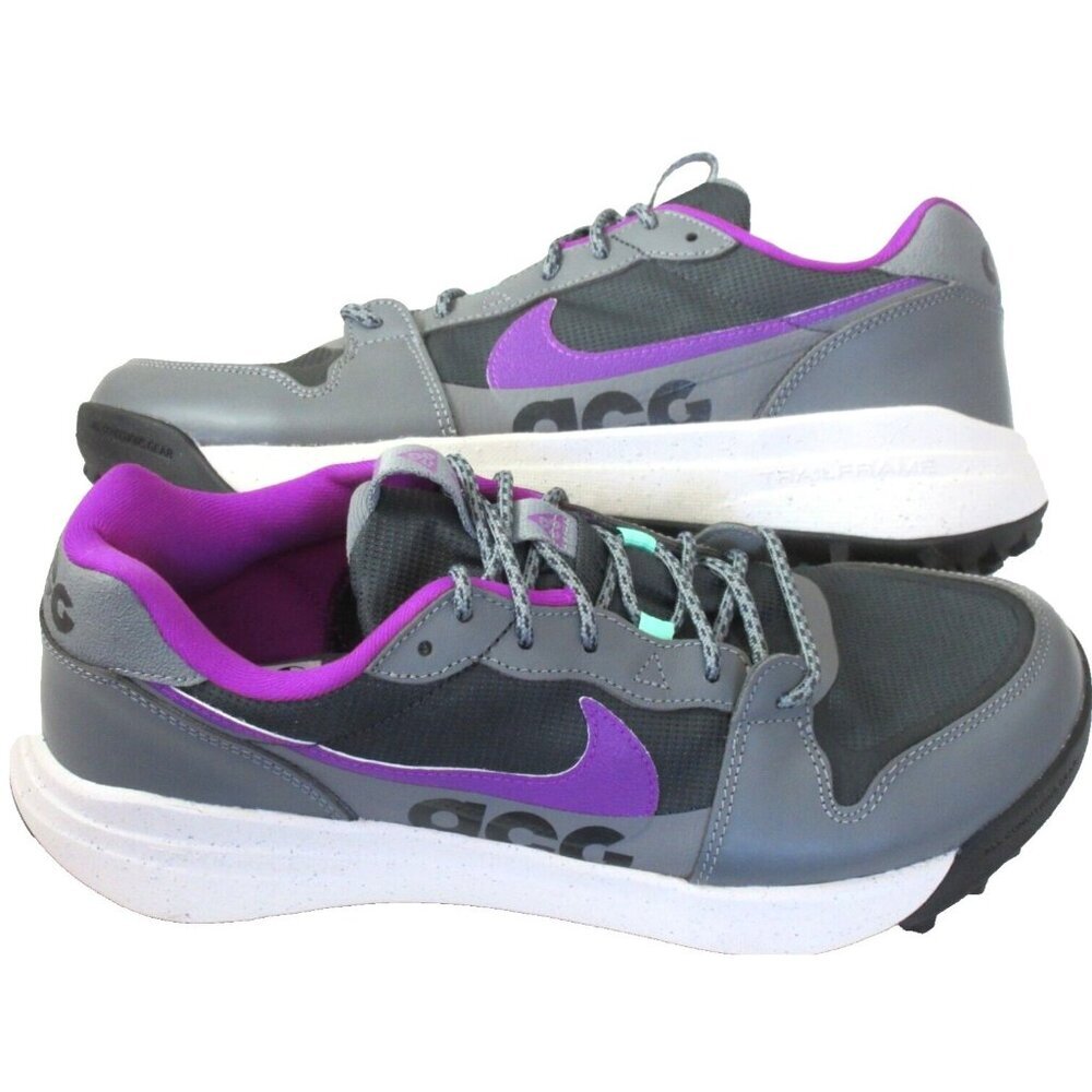 Nike Men's ACG Lowcate Trail Hiking Shoes Smoke Grey Purple Green Sizes NEW - Picture 1 of 5